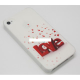 Husa bumper iPhone 4 4S love OFHi4NJ001, Alb, iPhone 4/4S, Apple