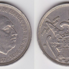 !!! SPANIA - 5 PESETAS 1957 (1967) - KM 786 - XF // FRANCO