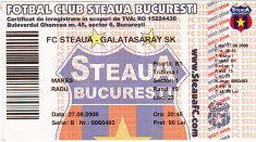 Bilet meci fotbal STEAUA BUCURESTI - GALATASARAY ISTANBUL 27.08.2008 foto