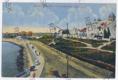 2580 - CONSTANTA, Bulevardul - old postcard - used - 1918 foto