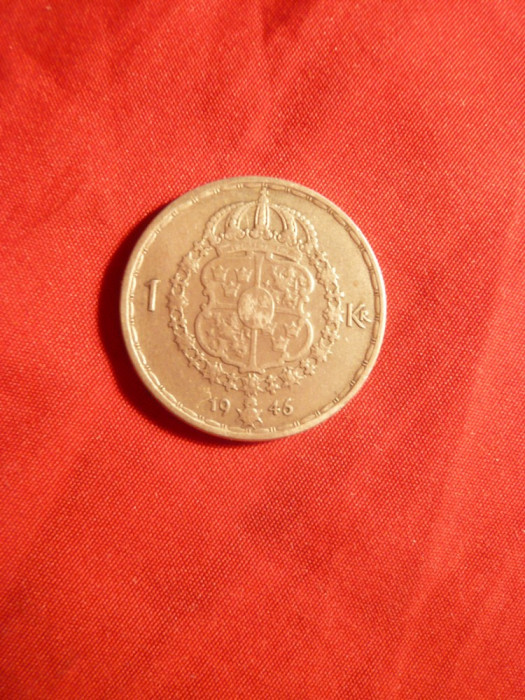 Moneda 1 Kor. 1946 Suedia , argint , cal. F.Buna