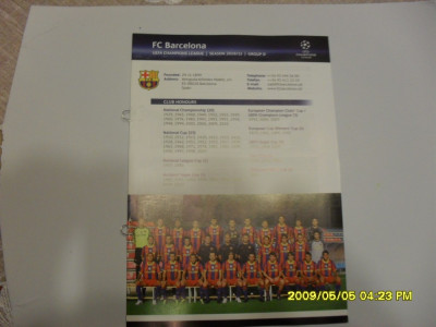 Brosura prezentare F.C. Barcelona in Champ. L. in editia 2010-2011 foto