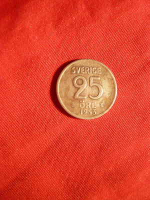 Moneda 25 Ore 1953 Suedia , argint , cal.F.Buna foto