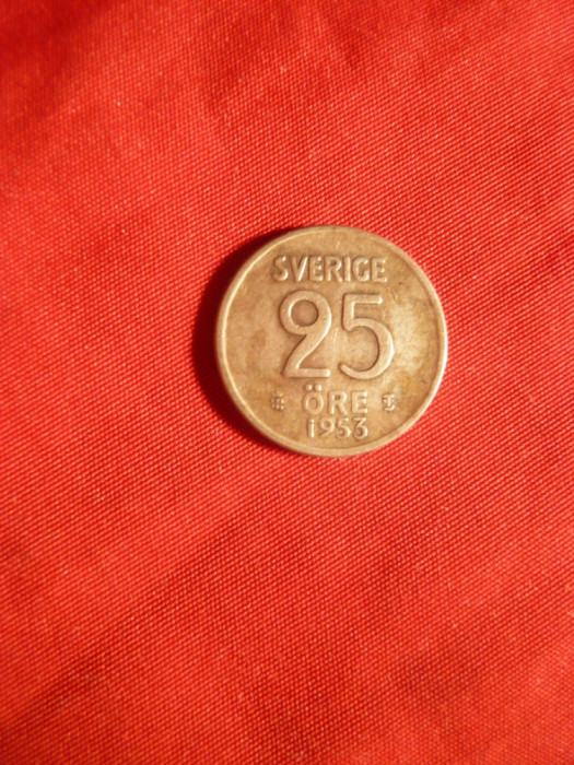 Moneda 25 Ore 1953 Suedia , argint , cal.F.Buna