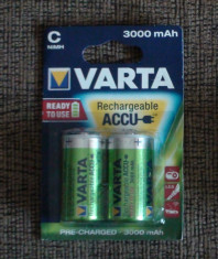 Acumulatori Baterii Reincarcabile R14 VARTA Ni-MH 3000mAh Tip C set de 2 foto