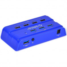 Hub USB Orico H7926-U3 3 porturi USB 3.0 4 porturi USB 2.0 Blue foto