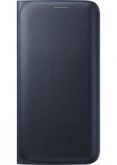 Husa neagra flip piele eco Samsung Galaxy S6 EDGE + folie protectie ecran foto