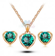 Set bijuterii -Heart- placat aur 18 k , cristale cubic zirconia + CUTIUTA foto
