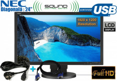 MONITOR LCD 24&amp;quot; WIDE NEC CATEGORIA A+ EA241WM BOXE INCLUSE Full HD 1920 x 1200 foto