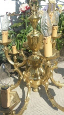 Candelabru din bronz pe 2 nivele 9 becuri foto