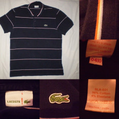 Tricou LACOSTE dungi marimea 5/ L barbati polo - albastru foto