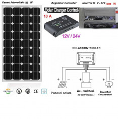 Sistem Solar Fotovoltaic Complet 100 W Panou monocristalin Panouri Fotovoltaice foto