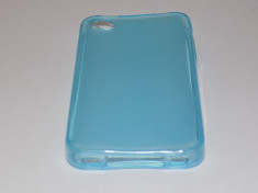 Husa silicon Iphone 4/4s Culoare albastru transparent + Folie de protectie foto