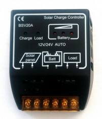 Regulator Controler Solar 20A 12V/24V foto