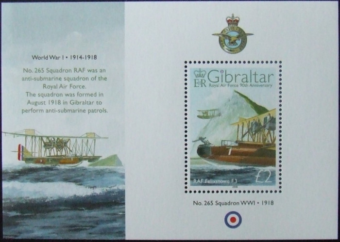 GIBRALTAR 2008 - ANIVERSARE AIR FORCE, 1 S/S, NEOBLITERATA - GB 023