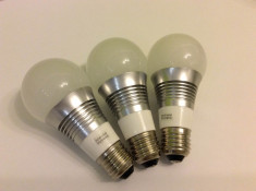 Set 3 bec 1 LED Luxeon de 1W, lumina rece, sistem racire din aluminiu, 220V, E27 foto