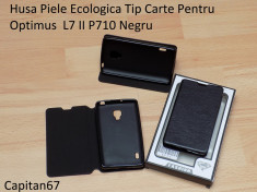 Husa Piele Ecologica Tip Carte Pentru Optimus L7 II P710 Negru foto