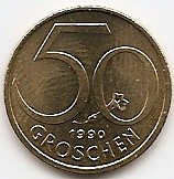 Austria 50 groschen 1990 - 19.5 mm KM-2885 foto