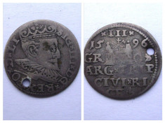 3 GROSCHEN 1596, ARGINT 2.03 gr, SIGISMUND III - OCUPATIE POLONEZA, RIGA foto