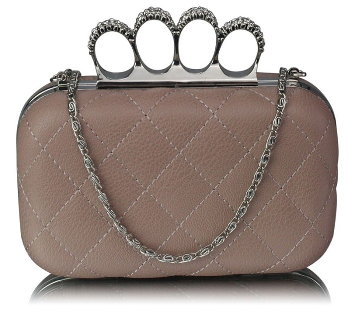 Poseta nude metalica eleganta knuckle - Clutch metalic nude elegant foto mare Poseta nude metalica eleganta knuckle - Clutch metalic nude elegant foto mare
