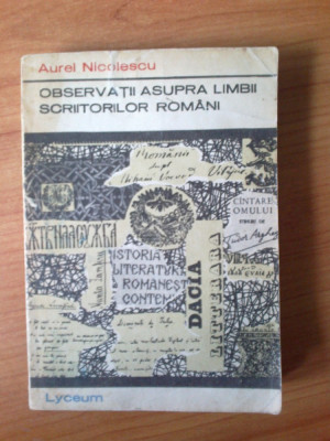 n6 Observatii asupra limbii scriitorilor romani- Aurel Nicolescu foto