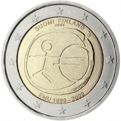 FINLANDA moneda 2 euro comemorativa 2009 EMU-10 ani Uniune, UNC foto