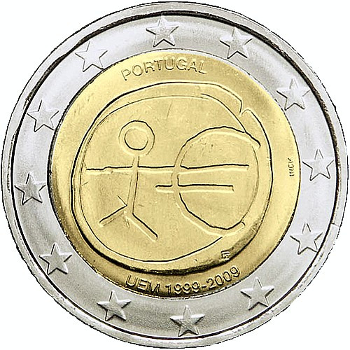 PORTUGALIA 2 euro comemorativa 2009 EMU (10 ani Uniune) - UNC