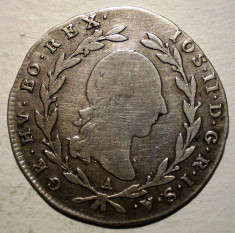 D.003 AUSTRIA JOSEPH II 5 KREUZER 1790 A ARGINT 2,14g foto