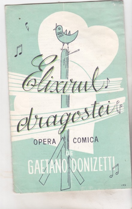 bnk div Program teatru - Teatrul de stat de opereta - Elixirul dragostei - 1961
