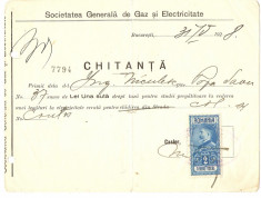 CHITANTA SOC GAZ SI ELECTRICITATE 1928 foto