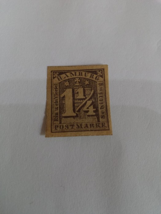 Hamburg 1864-66 val. de 1 1/4 S Nestampilata nedantelata