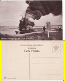 Constanta - Corabie arzand in port- tema vapoare- rara