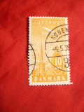 *Timbru 10 ore orange Danemarca Posta Aeriana , stampilat
