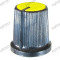 Buton pentru potentiometru, 15mm, plastic, negru-galben, 15x15mm - 127032