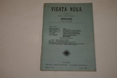 Vieata noua - Serie noua - Anul I - Nr. 1 - 1992 foto