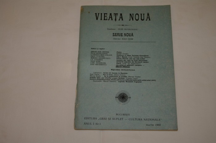 Vieata noua - Serie noua - Anul I - Nr. 1 - 1992