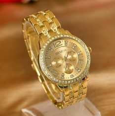 CEAS DAMA GENEVA CALIBER GOLD&amp;amp;DIAMONDS-COLECTIE 2015-SUPERB-CRISTALE-REDUCERE ! foto