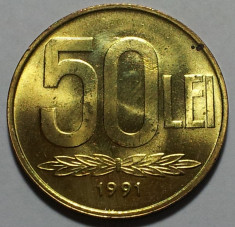 50 Lei 1991 Romania UNC, Luciu de batere foto