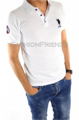 Tricou POLO RALPH LAUREN alb - tricou barbati - tricou slim fit - 4459 foto