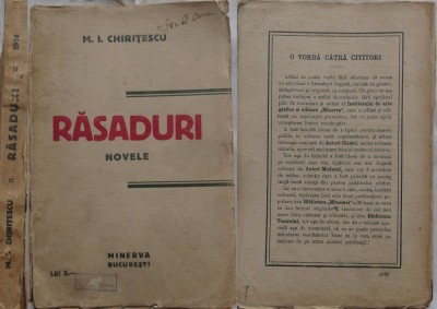 Chiritescu , Rasaduri , Novele , Editura Minerva , 1914 , editia 1 foto