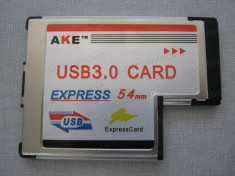 2 porturi USB 3.0 pentru laptop adaptor ExpressCard 54 mm. foto