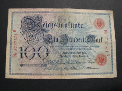 Germania 100 mark 1903 aprilie 17 Berlin SERIE ROSIE Nr.37 foto