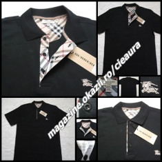 TRICOU NEGRU BARBATI 4XL GEN FIRMA BURBERRY MANECA SCURTA GULER POLO 100% BUMBAC foto