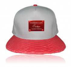 Sapca Snapback Python Gray Red &amp;quot;Fashion Caps Romania&amp;quot; EXOTIQUE COLLECTION foto