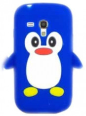 Husa silicon model pinguin albastru Samsung Galaxy S3 Mini i8190 + folie foto