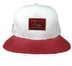 Sapca Snapback Python White Red &amp;quot;Fashion Caps Romania&amp;quot; EXOTIQUE COLLECTION foto