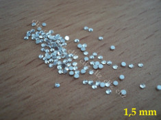 Set 100 cristale pentru decorare unghii tip Swarovski 1,5mm argintii strasuri foto