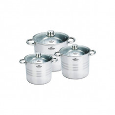 Set 3 oale din inox cu capac Bohmann 3461 foto