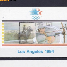 BELGIA 1984 – OLIMPIADA LOS ANGELES, TIR CU ARCUL, HIPISM, bloc MNH, D19