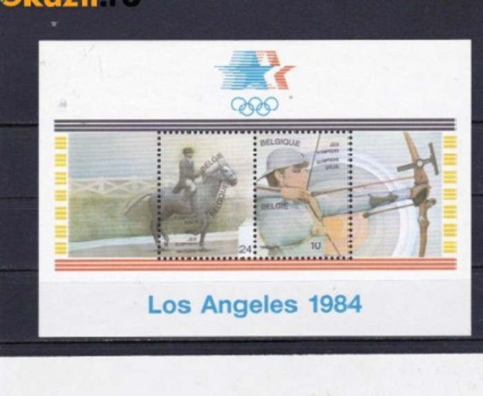 BELGIA 1984 &ndash; OLIMPIADA LOS ANGELES, TIR CU ARCUL, HIPISM, bloc MNH, D19